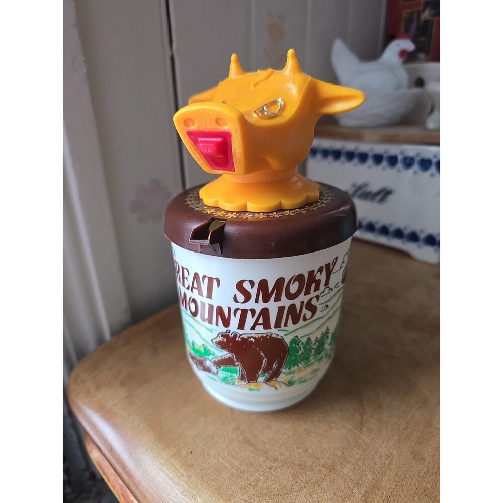 Vintage Cow Great Smoky Mountains Plastic Mug Farmhouse To Go Cup Milk Creamer